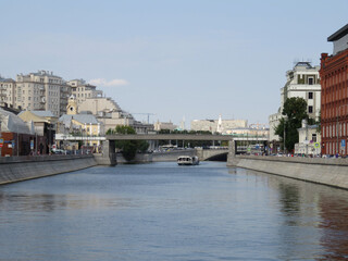 Naklejka premium Russia. Moscow. Navigation on the Moscow River. 