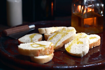 slices of bread with oil