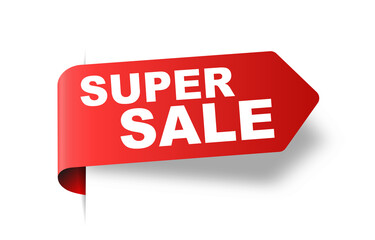 red vector banner super sale.