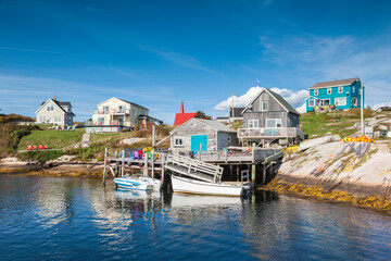 Canada, Nova Scotia, Peggy's Cove. Fishing village on the Atlantic Coast. - obrazy, fototapety, plakaty