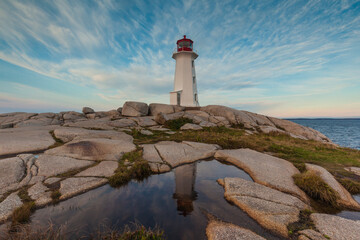 Canada, Nova Scotia, Peggy's Cove. Fishing village and Peggys Point Lighthouse.