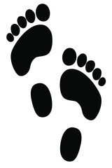 Bare foot print. Human foot without flat feet. Footprints