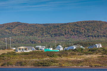 Canada, Nova Scotia, Margaree Harbour. Town view by the Margaree River.