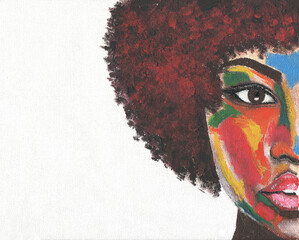 African american woman illustration. Acrylic painting. Template black lives matter