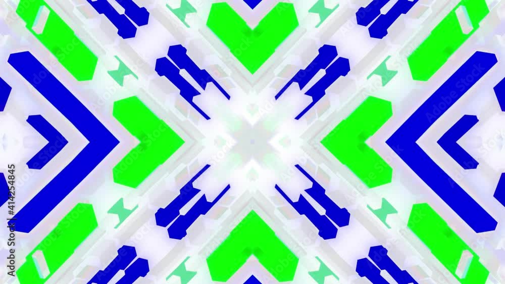 Poster 4k abstract looped white sci-fi bg with symmetrical geometric pattern like mandala or kaleidoscope. 