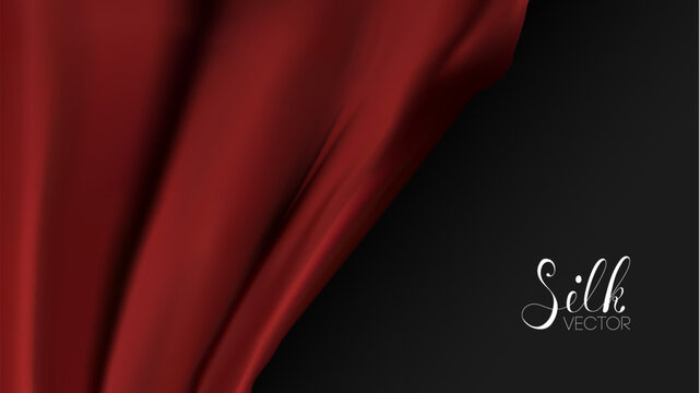 Red silk on black background. Luxury background template vector illustration. Award nomination design element. Red Fashion Background.