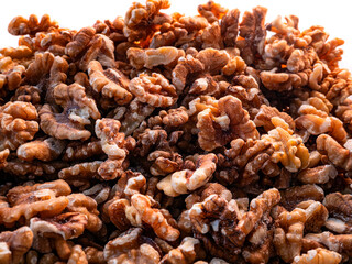Closeup of big shelled walnuts
