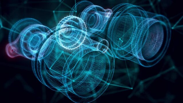 Binoculars hologram Close up 4k. High quality 4k footage