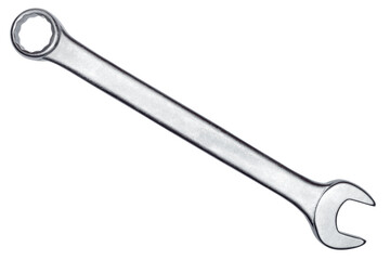 spanner wrench iron hand tool for repair and service plumbing instrument isolated on white background, nobody.