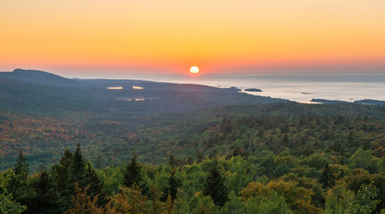 Autumn Sunset from Brockway Mountain Drive near Copper Harbor in the Michigan Upper Peninsula - Lake Superior