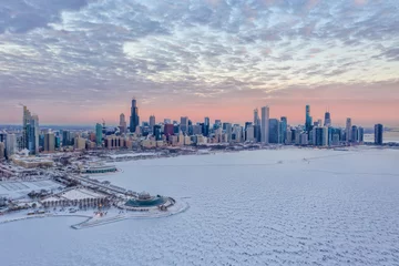 Muurstickers Chicago Cityscape in Winter © Aerial_Views