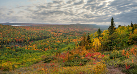 Late afternoon autumn view from Brockway Mountain Drive near Copper Harbor in the Michigan Upper...