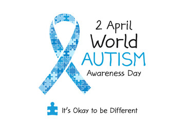 2 April World Autism awareness day banner. Symbol of autism. Design template for background, card, print, poster or brochure. Concept of healthcare awareness campaign for autism - obrazy, fototapety, plakaty