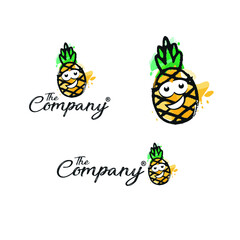 Diseño de Logo corporativo piña tropical, acuarela, arte, moda