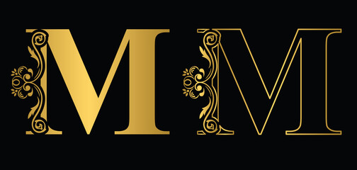 Letter M Black Flower Alphabet Beautiful Capital Letters Wall Mural Veronchick84
