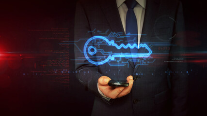 Key encryption symbol abstract 3d illustration