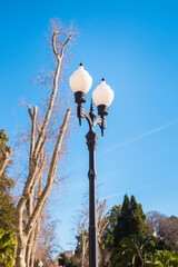 Castellón de la Plana, Valencian Community, Spain (Costa del Azahar). Beautiful historical streetlamp in the Ribalta Park.