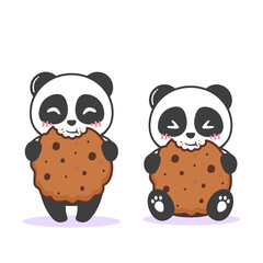 cute panda with brown cookies