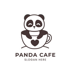 cute panda logo inside a coffee cup