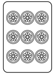 Fototapeta premium 九筒 麻雀牌 牌 イラスト アイコン