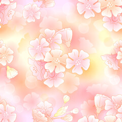 Delicate Cherry Blossom. Seamless Background.