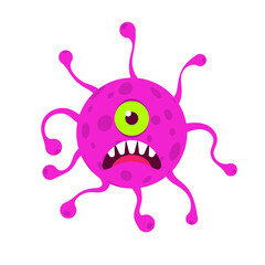 Virus cartoon character design. Coronavirus character design. Covid-19 bacteria. Vector illustration