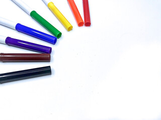 color markers on white background