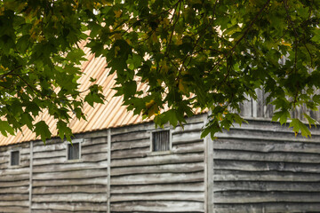 Canada, Nova Scotia. Building detail of Port Royal National Historic Site, the first permanent European settlement north of Florida in 1605.