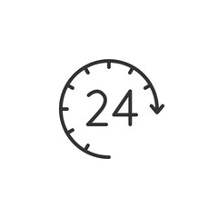 24 hours support outline icon. Vector illustration.