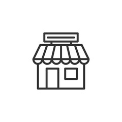 Market shop line icon. Kiosk, store, retail graphic. Street food Marketplace icon on white background.