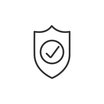 recommend clip art: Shield with check mark line icon. Security, reliability, protection, safety concepts. Simple thin line design. Vector icon