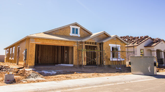 New Home Construction In Housing Development