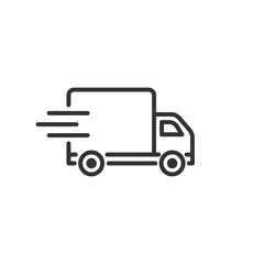 Illustration of van thin line icon design. Delivery van. Logistics line icon. Vector.
