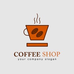 coffee cup vector logo. with a modern design. brown color composition. logo design for coffee shops, coffee companies, coffee lovers community, etc.