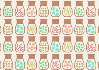 瓶に入ったスパイスのシームレスパターン