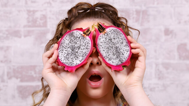 Portrait With Dragon Fruit Eyes Closed