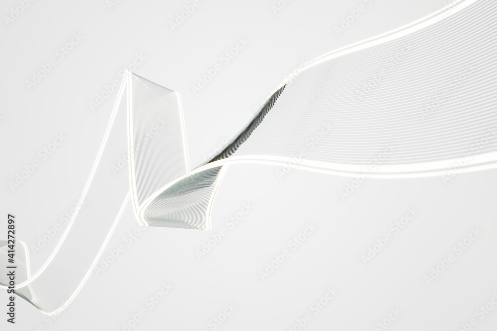 Poster abstract luminious wavy stripe at light background. creative line art