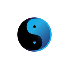 Yin Yang black and light blue in white background, Vector Yin and Yang symbol of harmony and balance