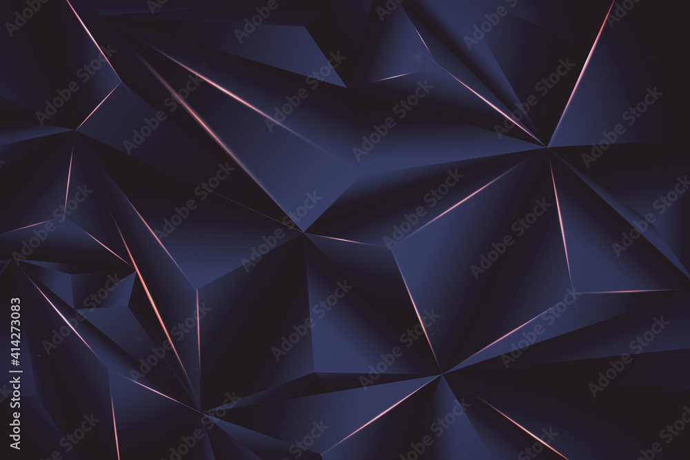 Poster abstract dark crystal background with glowing lines