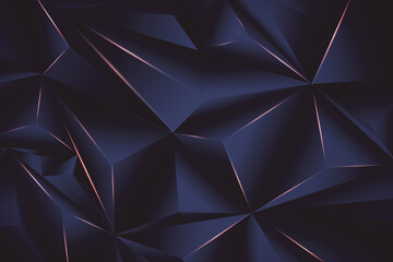 Abstract dark crystal background with glowing lines - obrazy, fototapety, plakaty