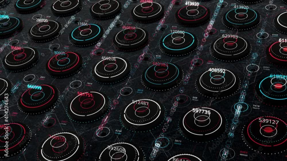 Aufkleber futuristic technological abstract motion background, seamless loop. animation. endless rows of energ