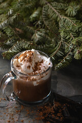 Hot cocoa with evergreen