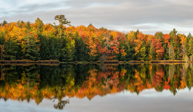 Earlier morning autumn reflections on a Michigan lake - Upper Peninsula UP 