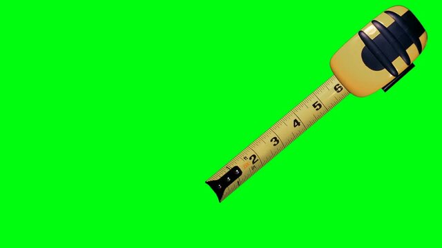  Animated tape measure on a green screen top view