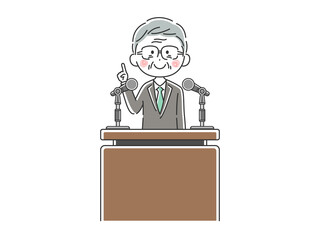 演説する日本人政治家のイラスト