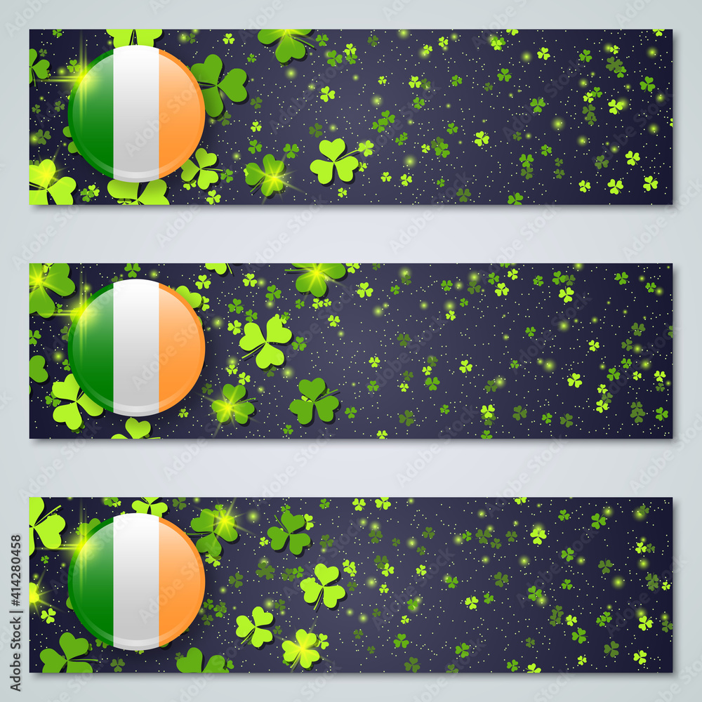 Poster st.patrick's day horizontal web banners vector collection