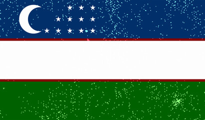 Fototapeta na wymiar Grunge Uzbekistan flag. Uzbekistan flag with waving grunge texture.