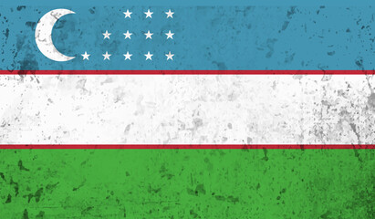 Grunge Uzbekistan flag. Uzbekistan flag with waving grunge texture.