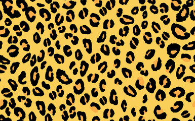 Abstract modern leopard seamless pattern. Animals trendy background. Yellow and black decorative vector stock illustration for print, card, postcard, fabric, textile. Modern ornament of stylized skin.