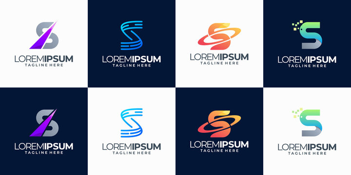 Set of abstract initial letter s logo template. icons for business technology, modern, simple